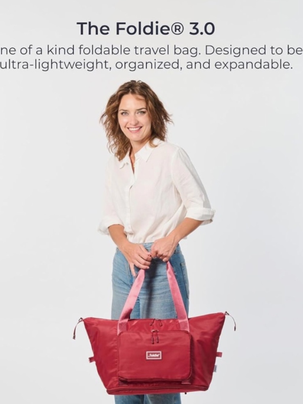 The Foldie Red Tote With Convertible Strap